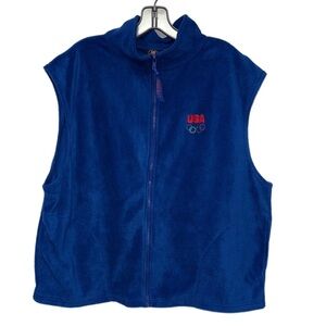 Vintage USA Olympic Committee Blue Fleece Vest XXL Team USA